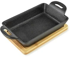 Allesken LUXE Naczynie żeliwne mini na desce 19x11x3cm prostokąt 280ml