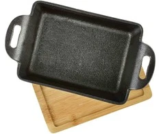 Allesken LUXE Naczynie żeliwne mini na desce 19x11x3cm prostokąt 280ml