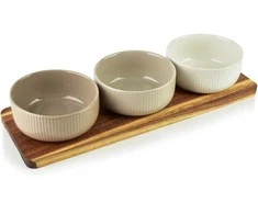 Allesken MODERN KITCHEN Deska su 3 miskami 10x10x4,5cm(32x11x1,2cm) 210ml