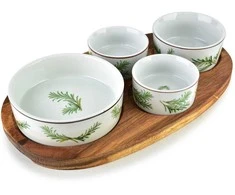 Allesken MODERN KITCHEN Deska su 4 miskami 11x3,58,5x4 2x/7x3,3cm (28x16x1,2cm) rozmaryn 160ml/120ml/2x80ml