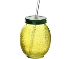 Mondex MODERN KITCHEN stiklinis puodelis su stikliniu šiaudeliu 550ml 6,5x10x13cm