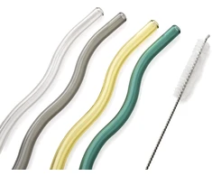 Allesken PETER 4 stiklinių šiaudelių rinkinys, 20 cm, su šepetėliu