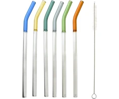 Allesken PETER 6 stiklinių šiaudelių rinkinys, 20 cm, su šepetėliu