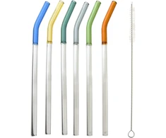 Allesken PETER 6 stiklinių šiaudelių rinkinys, 20 cm, su šepetėliu