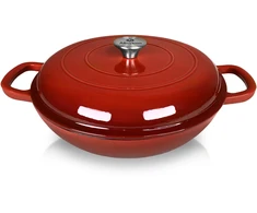 Allesken RODELUXE žema ketaus keptuvė 30x34x6cm 3.0L emaliuotas kreminis vidus