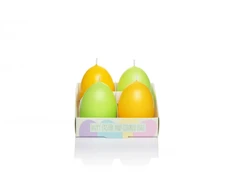 Mondex 4 spalvingų EGG žvakių rinkinys, 4,5 x 6 cm, geltonos/seladono spalvos mišinys