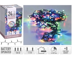 Mondex LED GIRLANDA 24 ĮVAIRIASPALVĖS 180CM WW LAUKUI +8 FUNKCIJOS SU BATERIJOMIS TIMER