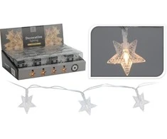 Mondex Elektrinė girlianda STARS, 10 LED, šiltai baltos sp., (elementai 2xAA neįeina), 1,25m + 30cm