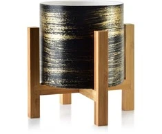 Mondex Since 1986 AVA Doniczka 12,5x12,5x11,7 cm na stojaku juoda-auksinė