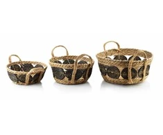 Mondex BALI Komplet 3 KOSZY 30x30x15/27x27x13/21x21x9 cm
