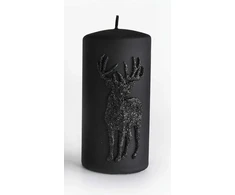 Mondex DEER ALP žvakė, mažas cilindras, parafinas, 7xh10cm, JUoda