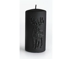Mondex DEER ALP žvakė, mažas cilindras, parafinas, 7xh10cm, JUoda