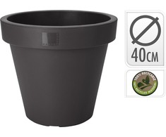 Mondex Juodas apvalus plastikinis gėlių vazonas 39 cm - Sodo vazonas