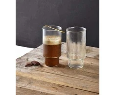Lumarko ELLA STRIPES 4 stiklinių rinkinys, 400 ml, borosilikatinis stiklas, 7 x 5,6 x 14 cm
