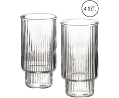 Lumarko Mondex ELLA STRIPES 4 stiklinių rinkinys, pagamintas iš borosilikatinio stiklo (7x5,6x14 cm), po 400 ml