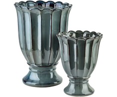 Mondex EVAM Mėlynas keraminė vaza, L 17x17x22 cm
