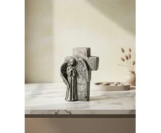 Mondex figūrėlė kryžius su angelu 8x14x22 cm pilka