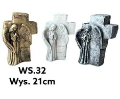Mondex figūrėlė kryžius su angelu 8x14x22 cm pilka