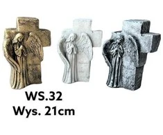 Mondex figūrėlė kryžius su angelu 8x14x22 cm pilka