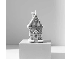 Mondex GINGERBREAD COTTAGE žvakė maža 8.5x8.5x14cm parafino pilka