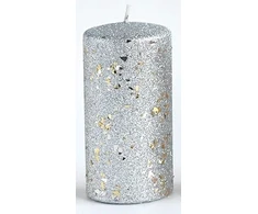Mondex GLAMOUR NEW žvakė, mažas cilindras, 7x7x10cm, parafinas, sidabrinė
