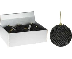 KOOPMAN Mondex BOMBKA ŚWIĄTECZNA Z BROKATEM 12cm Juoda