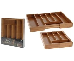 Excellent Houseware Prailginamas stalo įrankių dėklas, bambukas