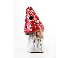 Mondex Keramikinis žibintas Toadstool-Kalėdų Senelis LED baltos ir raudonos spalvos mišinys 3 raštai 8,7x7x9x17,7 cm