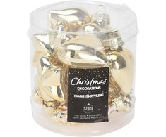 Skrzynkazdrewna Home Styling Collection Kalėdų dekoracijos Stiklinės ornamentai 12 vnt. Auksinės spalvos