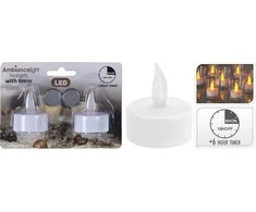 Ambiance Light 2 ledinės žvakutės su laikmačiu, baltos