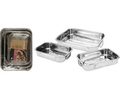 Excellent Houseware Kepimo indas plieninė stačiakampio formos 3 vnt.
