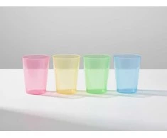 Mondex 6 vandens stiklinių rinkinys, 280 ml, plastikinės, 4 spalvos