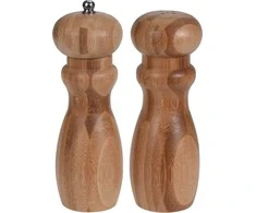 Excellent Houseware Bambukinė malūnėlis prieskonių, pipirų, druskos malimui, medinė druskinė, 2 vnt
