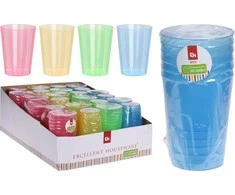 Mondex 6 vandens stiklinių rinkinys, 280 ml, plastikinės, 4 spalvos