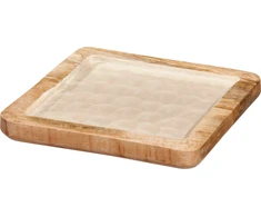 Mondex Kvadratinis mango medžio serviravimo padėklas 20x20x2 cm