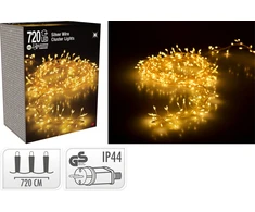 Mondex "CLUSTER" LED lempučių girlianda ant sidabrinės vielos, 720 LED, šilta balta šviesa