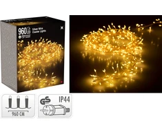 Mondex LAMPKI CLUSTER NA SREBRNYM DRUCIKU 960 LED CIEPŁA BALTA