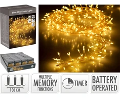 Mondex CLUSTER LEMPUTĖS ANT SIDABRINĖS VIELOS 100 LED ŠILTA BALTA