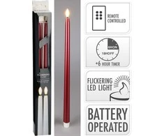 Mondex 2 LED žvakių rinkinys, 38 cm, raudonas