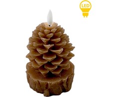 Mondex Since 1986 NIKOLAO BROWN Świeca LED 9x9x15,5 cm szyszka na pniu AW25