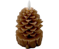 Mondex Since 1986 NIKOLAO BROWN Świeca LED 9x9x15,5 cm szyszka na pniu AW25