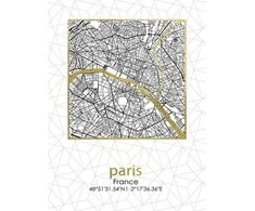 Mondex Obraz 45x60x1,8cm PLAN MIASTA PARIS Išpardavimas