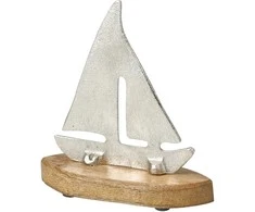 Mondex ŁÓDKA NA PODSTAWIE 15X5X17CM SREBRNA