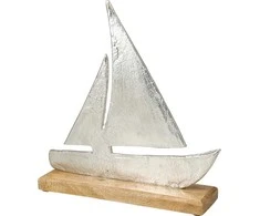 Mondex ŁÓDKA NA PODSTAWIE 25X6X27CM SREBRNA