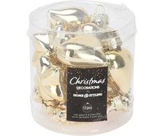 Skrzynkazdrewna Home Styling Collection Kalėdų dekoracijos Stiklinės ornamentai 12 vnt. Auksinės spalvos
