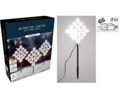 KOOPMAN LAMPKI OGRODOWE STICK ŚNIEŻYNKI NEON LED 58 CM 3 SZT balta IP44