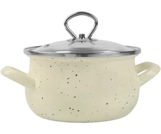 Mondex Silesia Emalia Emaliuotas puodas Helena 1,9l, 16cm, kremas su marmuru, indukcijai
