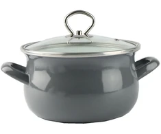 Pilkas emaliuotas puodas HELENA 3L Silesia Emalia Gas Traditional Induction