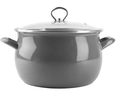 Pilkas emaliuotas puodas HELENA 6.5L Dujinis Tradicinis indukcinis Silesia Emalia