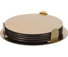 Excellent Houseware Padėkliukai puodeliams plieninė su stovu auksinė 10 cm 6 vnt.